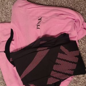 Pink oversized long sleeve tee and leggings to match